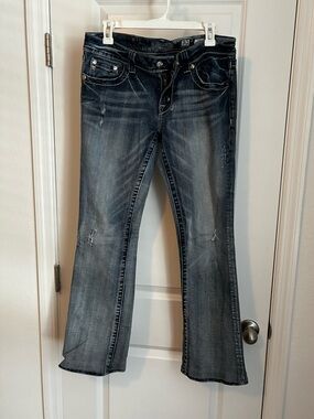 Miss Me Faded Dark Blue Flare Jeans